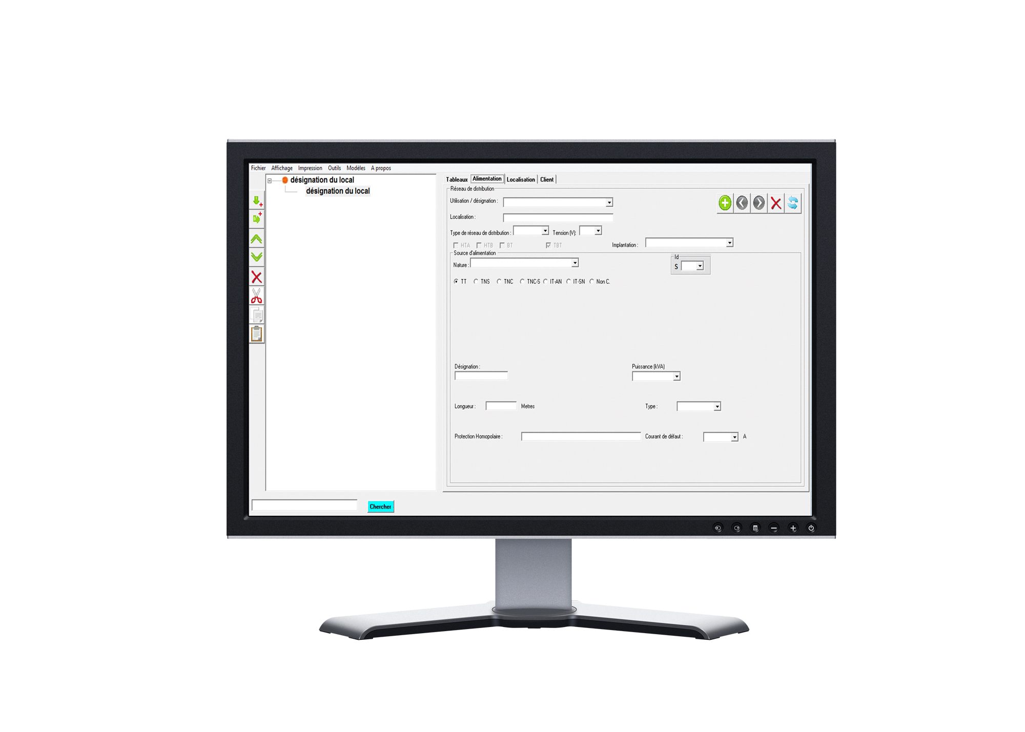 Interface utilisateur de Velea Schéma sur PC